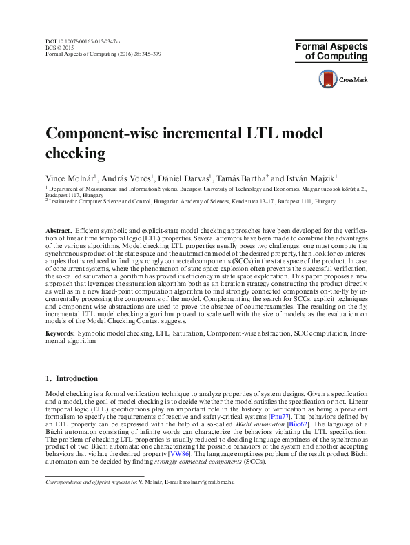 (PDF) Component-wise incremental LTL model checking