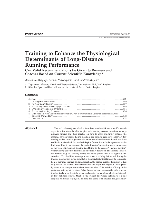 (PDF) Training to Enhance the Physiological Determinants of Long ...