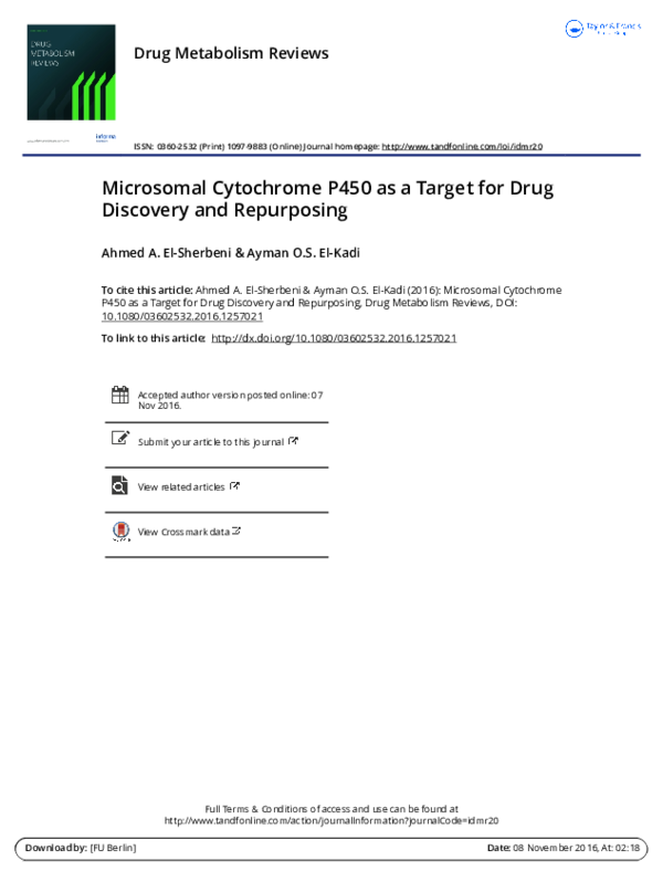(PDF) Microsomal cytochrome P450 as a target for drug discovery and ...