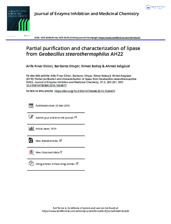 (PDF) Partial purification and characterization of lipase from ...