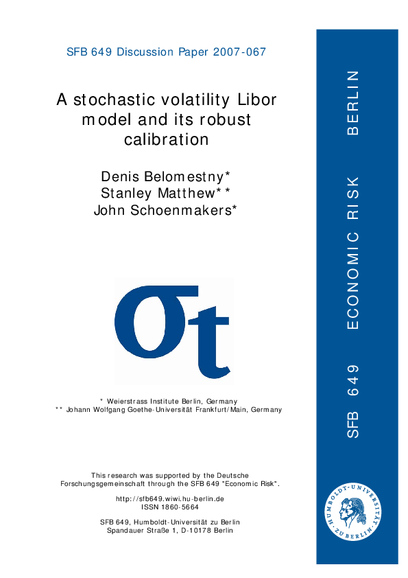 (PDF) A stochastic volatility Libor model and its robust calibration