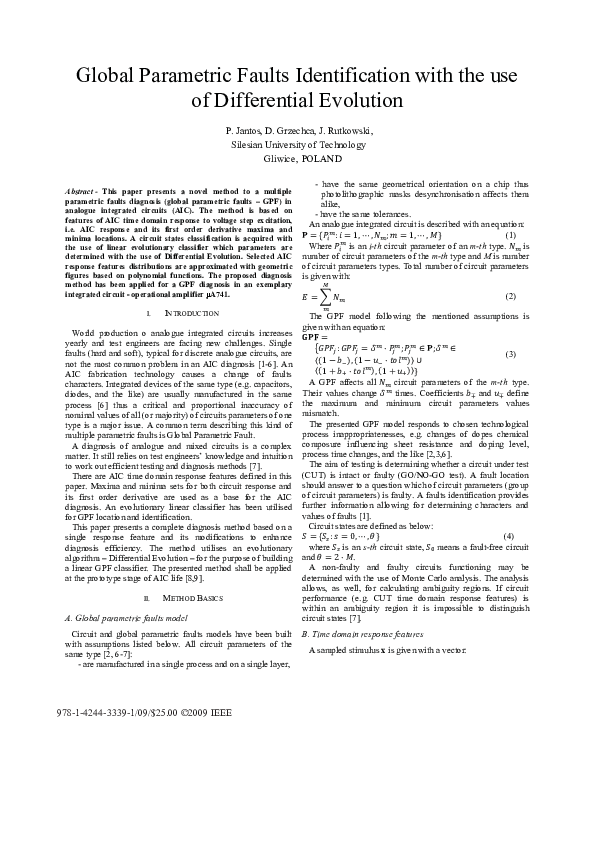 (PDF) Global parametric faults identification with the use of ...