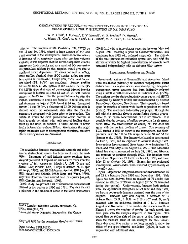 (PDF) Observations of reduced ozone concentrations in the tropical ...