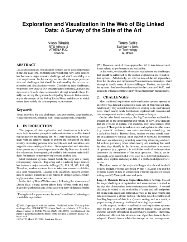 (PDF) Exploration and Visualization in the Web of Big Linked Data: A ...