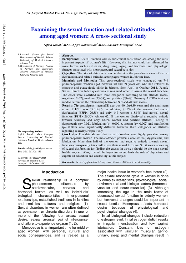 (PDF) Examining the sexual function and related attitudes among aged ...
