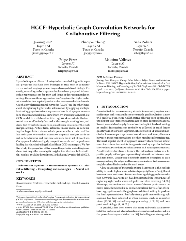 (PDF) HGCF: Hyperbolic Graph Convolution Networks for Collaborative ...