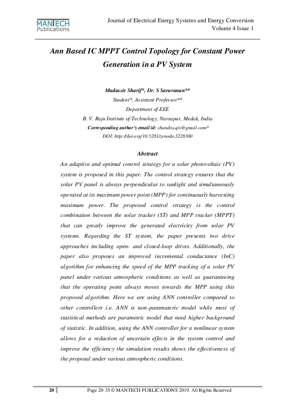 (PDF) Ann Based IC MPPT Control Topology for Constant Power Generation ...