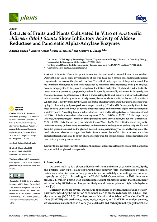 (PDF) Extracts of Fruits and Plants Cultivated In Vitro of Aristotelia ...