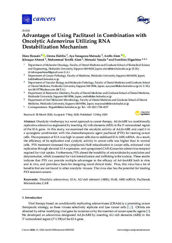 (PDF) Advantages of Using Paclitaxel in Combination with Oncolytic ...