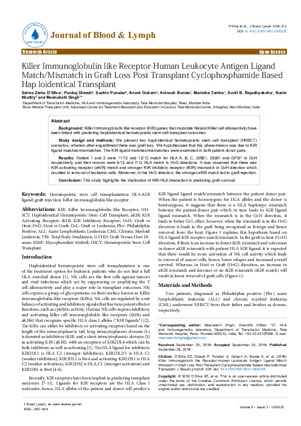 (PDF) Killer Immunoglobulin like Receptor-Human Leukocyte Antigen ...