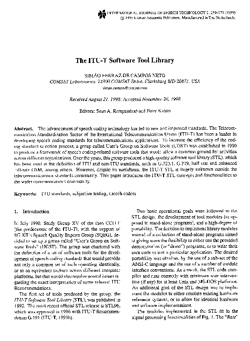 (PDF) The ITU-T Software Tool Library