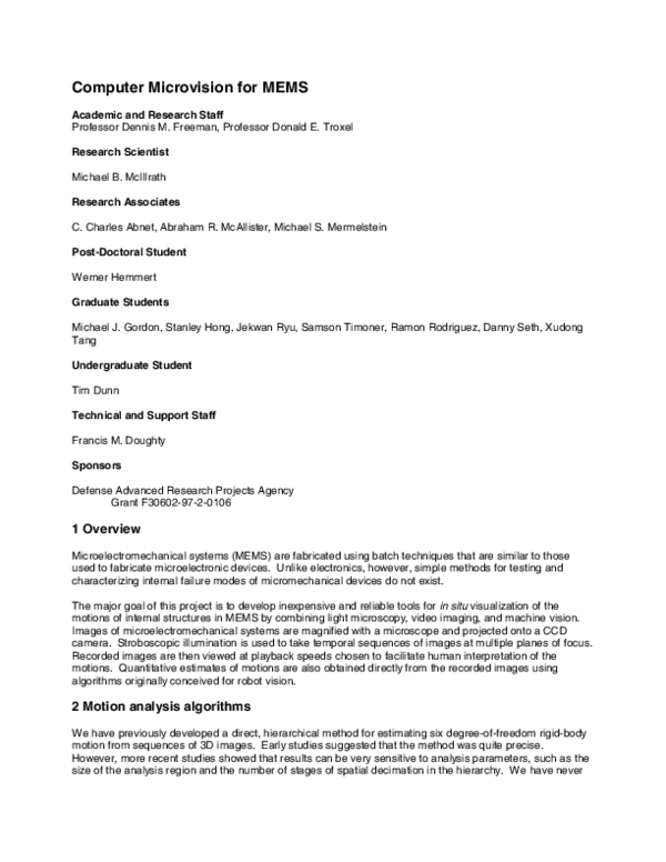 (PDF) Computer Microvision for MEMS Academic and Research Staff Professor