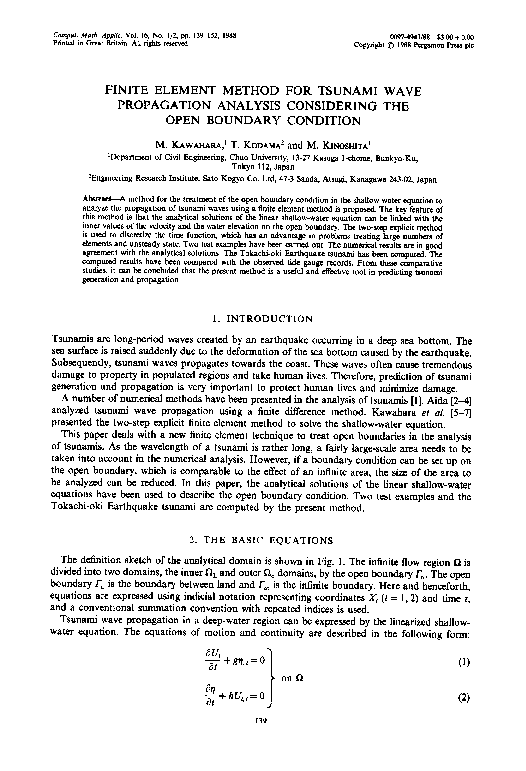 (PDF) Finite element method for tsunami wave propagation analysis ...