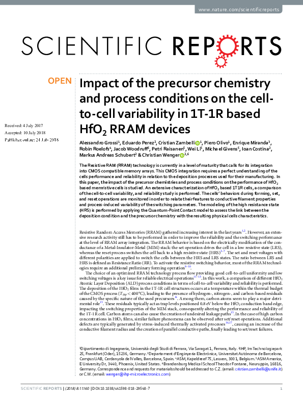 (PDF) Impact of Precursor Chemistry and Process Conditions on the ...