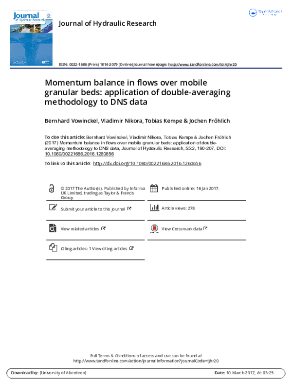 (PDF) Momentum balance in flows over mobile granular beds: application ...