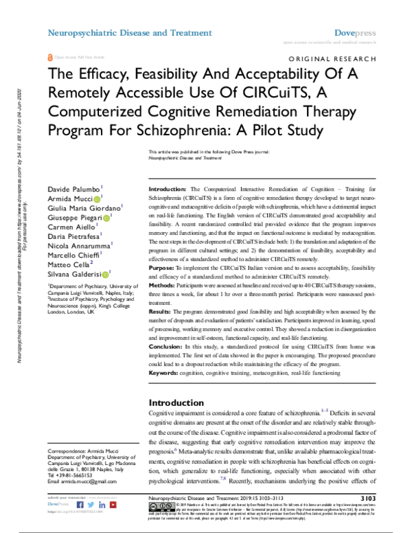 (PDF) The Efficacy, Feasibility And Acceptability Of A Remotely ...