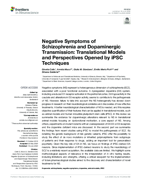 (PDF) Negative Symptoms of Schizophrenia and Dopaminergic Transmission ...