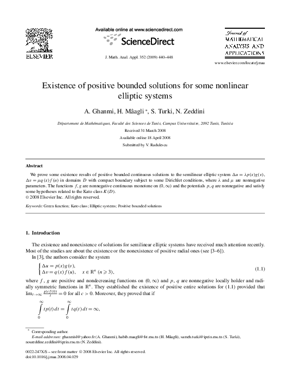 (PDF) Existence of positive bounded solutions for some nonlinear ...