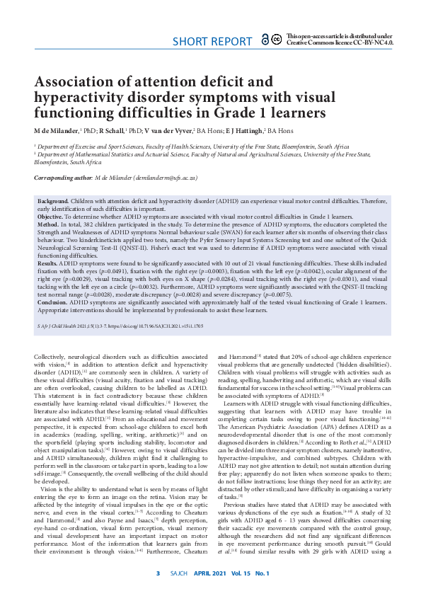 (PDF) Association of attention deficit and hyperactivity disorder ...