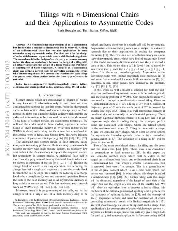 (PDF) Tilings With $n$-Dimensional Chairs and Their Applications to ...