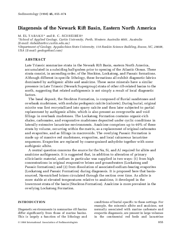 (PDF) Diagenesis of the Newark Rift Basin, Eastern North America