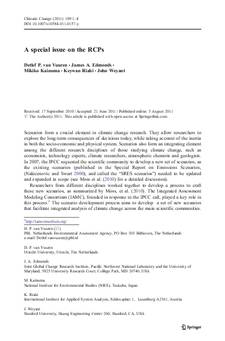 (PDF) A special issue on the RCPs