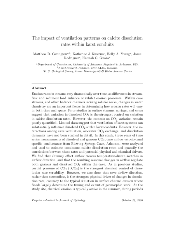 (PDF) The impact of ventilation patterns on calcite dissolution rates ...