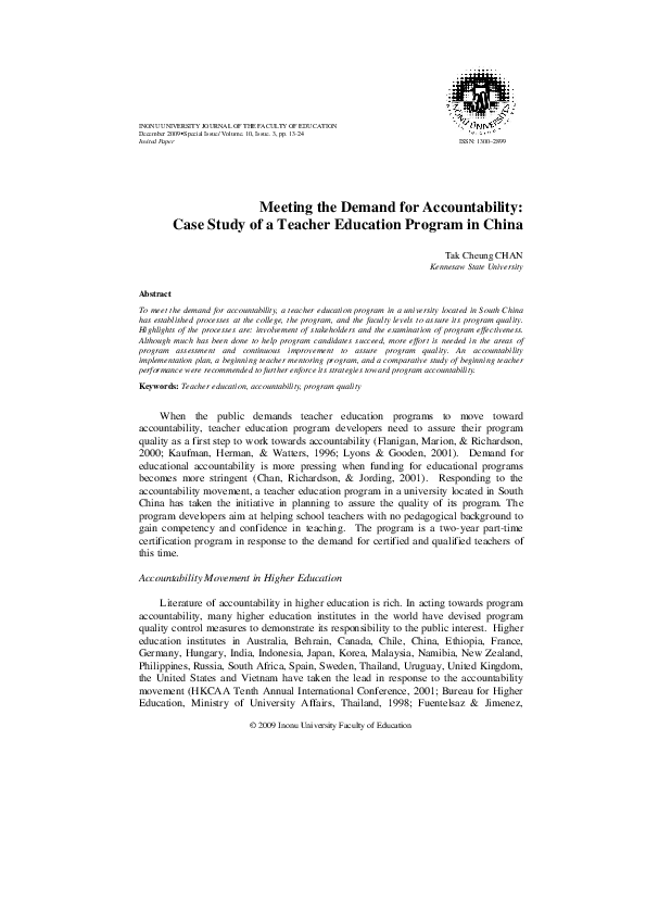 (PDF) Meeting the Demand for Accountability: Case Study of a Teacher ...