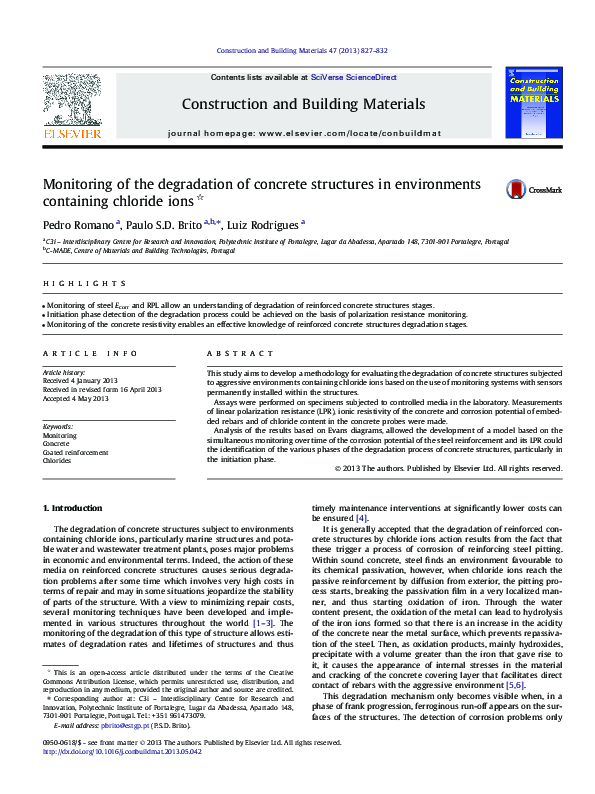 (PDF) Monotoring of the degradation of concrete structures in ...