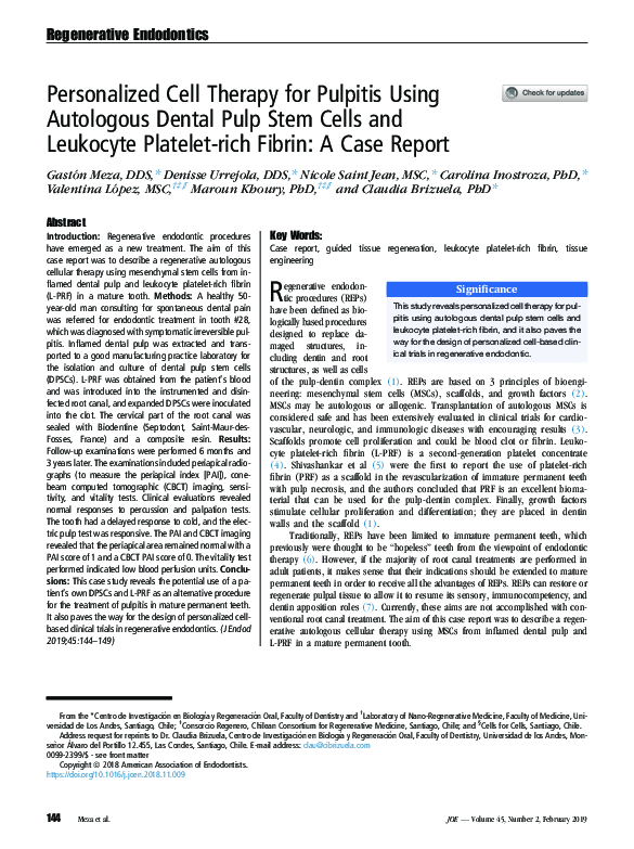 (PDF) Personalized Cell Therapy for Pulpitis Using Autologous Dental ...