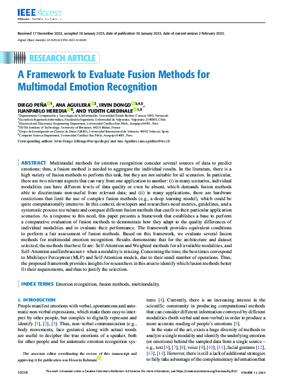 (PDF) A Framework to Evaluate Fusion Methods for Multimodal Emotion ...