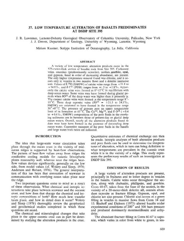 (PDF) Low Temperature Alteration of Basalts Predominates at Site 395