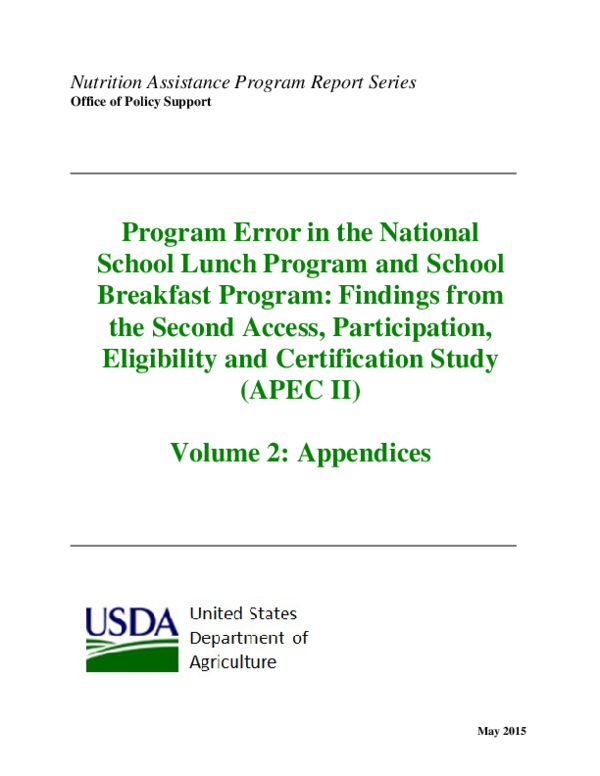 (PDF) Program Error in the National School Lunch Program and School ...