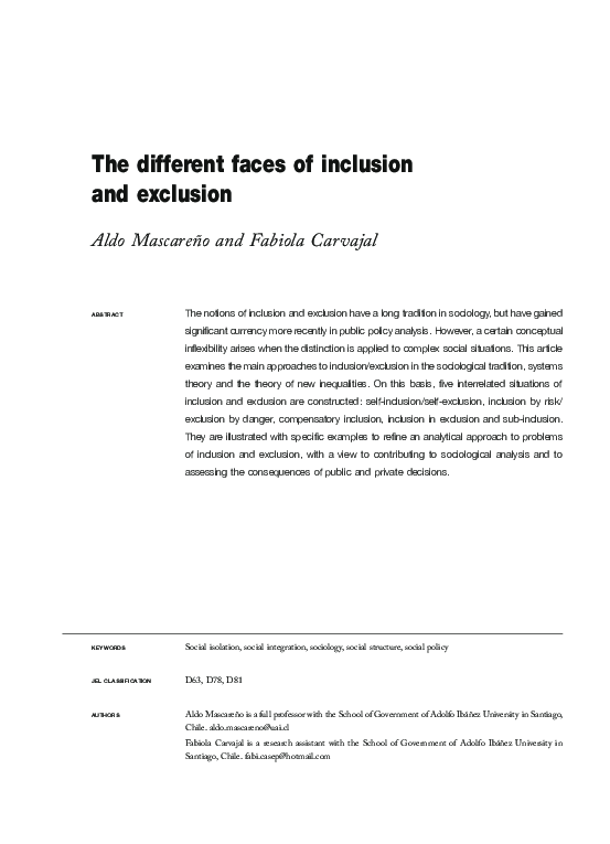 (PDF) The different faces of inclusion and exclusion | Fabiola Carvajal ...