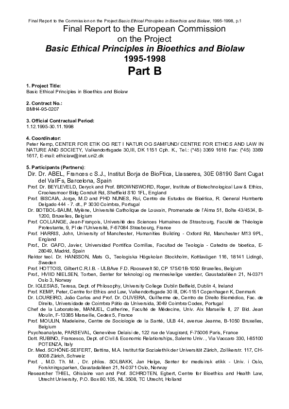 (PDF) Final Report to the European Commission on the Project Basic ...