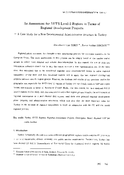 (PDF) An Assessment for NUTS Level-2 Regions in Terms of Regional ...
