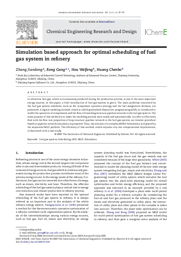 (PDF) Simulation based approach for optimal scheduling of fuel gas ...