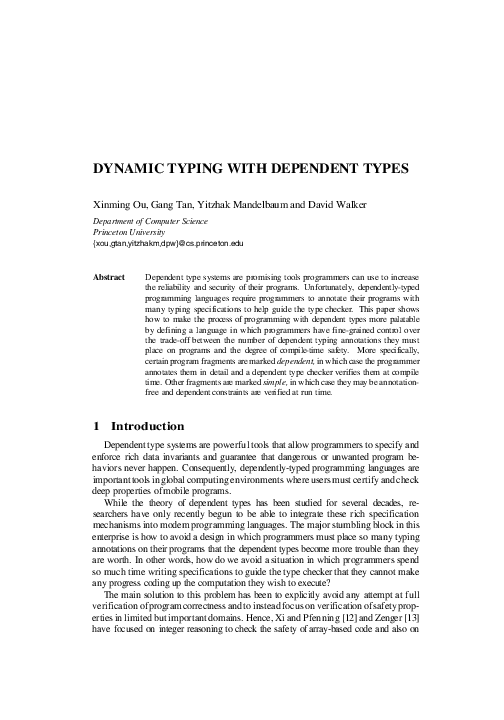 (PDF) Dynamic Typing with Dependent Types