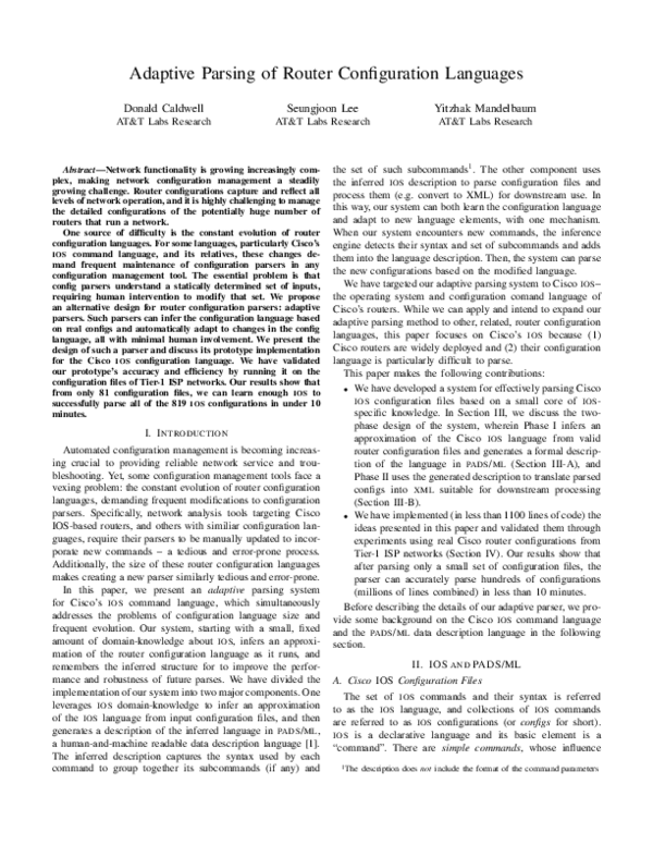 (PDF) Adaptive parsing of router configuration languages