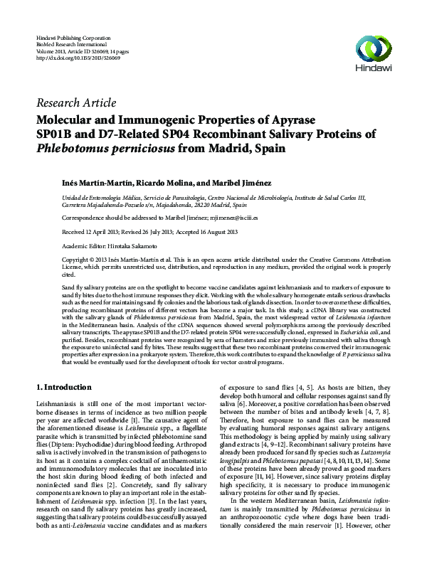 (PDF) Molecular and immunogenic properties of apyrase SP01B and D7 ...