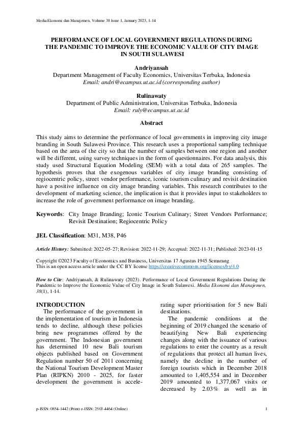 (PDF) Performance of Local Government Regulations During the Pandemic ...