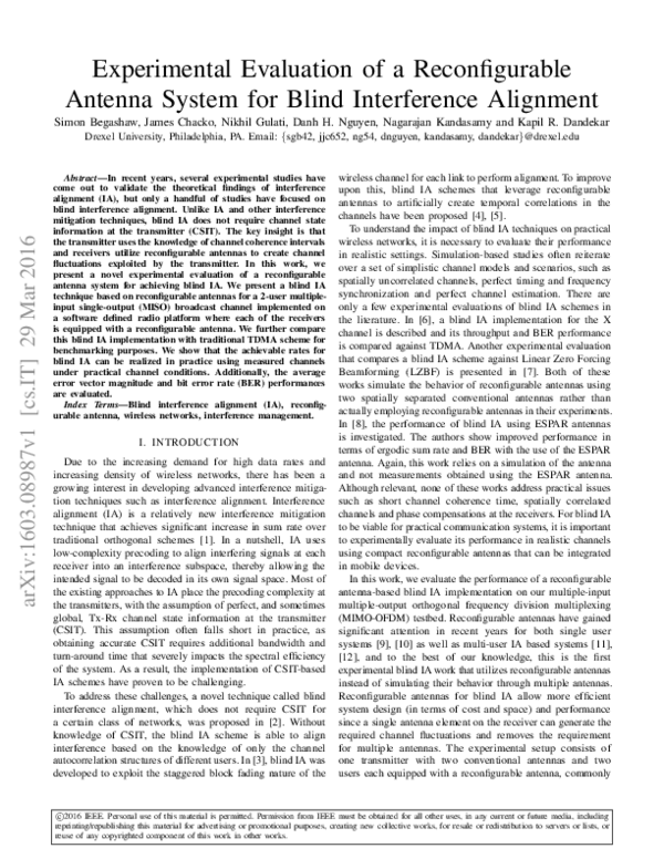 (PDF) Experimental evaluation of a reconfigurable antenna system for ...