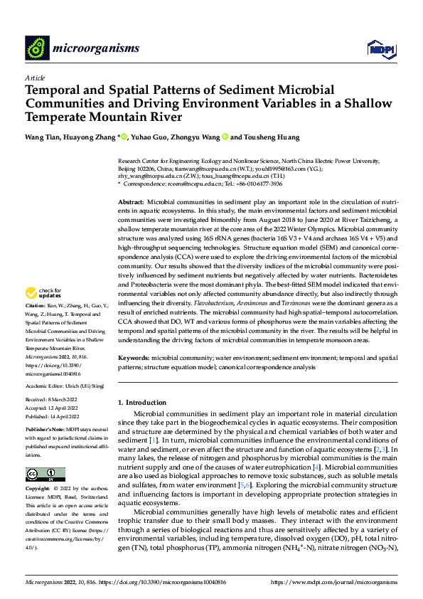 (PDF) Temporal and Spatial Patterns of Sediment Microbial Communities ...