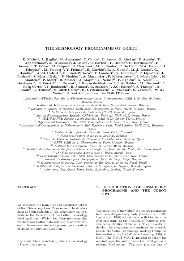(PDF) The seismology programme of CoRoT