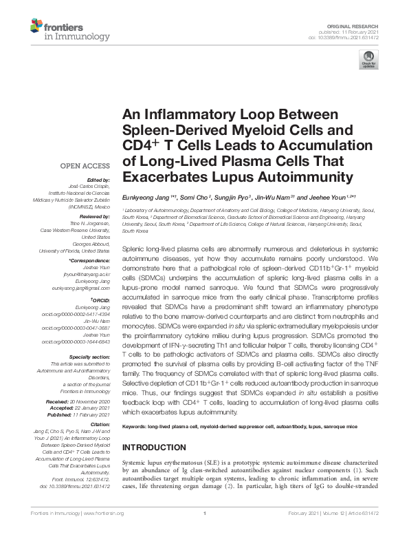 (PDF) An Inflammatory Loop Between Spleen-Derived Myeloid Cells and CD4 ...