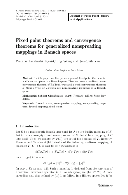 (PDF) Fixed point theorems and convergence theorems for generalized ...