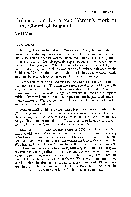 (PDF) Ordained but Disdained: Women's Work in the Church of England
