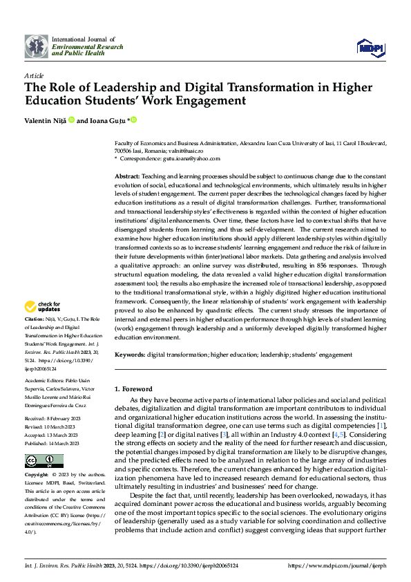 (PDF) The Role of Leadership and Digital Transformation in Higher ...