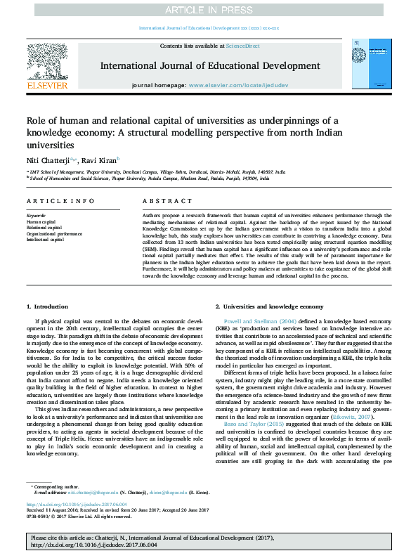 (PDF) Role of human and relational capital of universities as ...