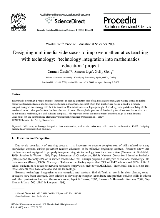 (PDF) Designing multimedia videocases to improve mathematics teaching ...